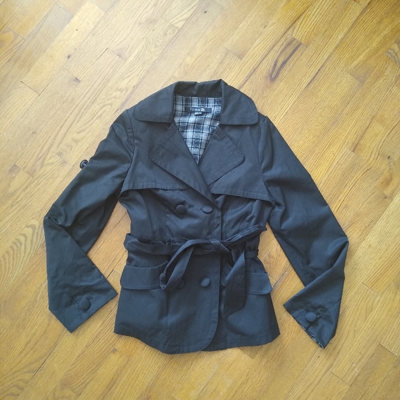 Forever 21 Black Raincoat Jacket Sz S - Picture 3 of 13